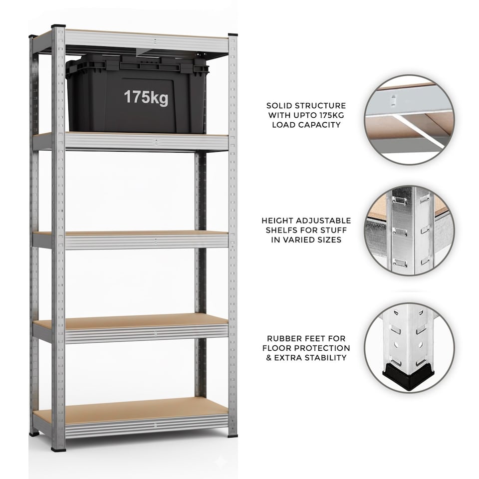 image 1 of 5 Tier Racking Shelf Heavy Duty Garage Shelving Storage Shelves Unit 150x70x30cm