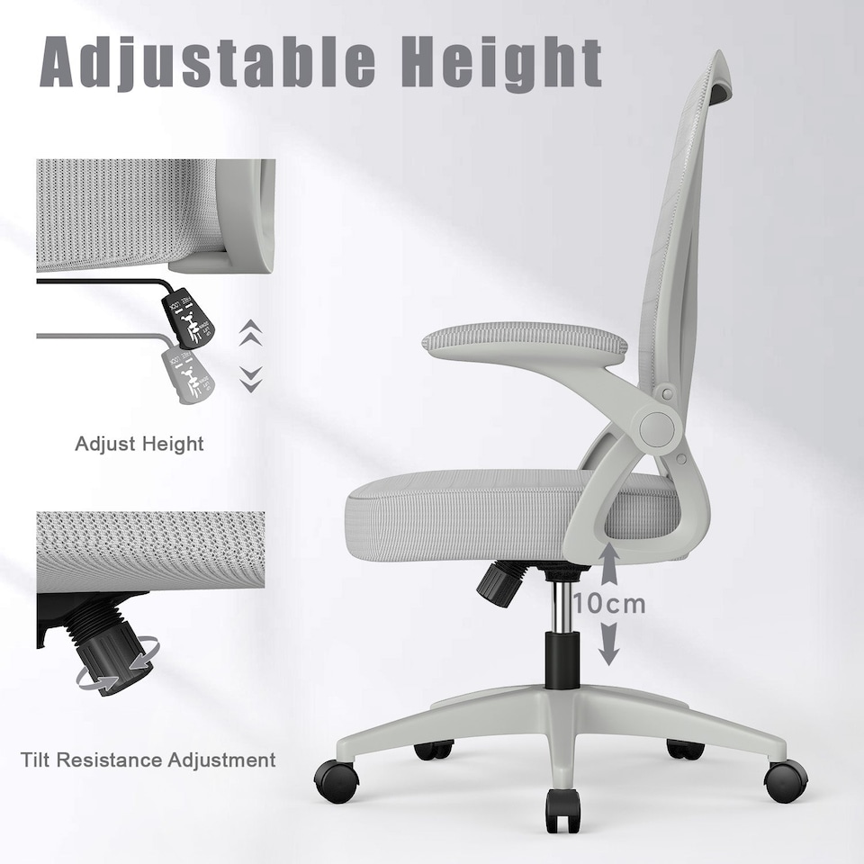 image 1 of Rattantree Ergonomic Office Chair with Flip Up Armrests & Lumbar Support
