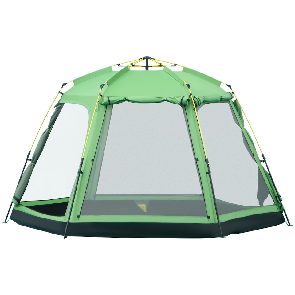 image 1 of Outsunny 6 Person Camping Tent 2-Tier Pop-up Tent w/ Portable Carry Bag
