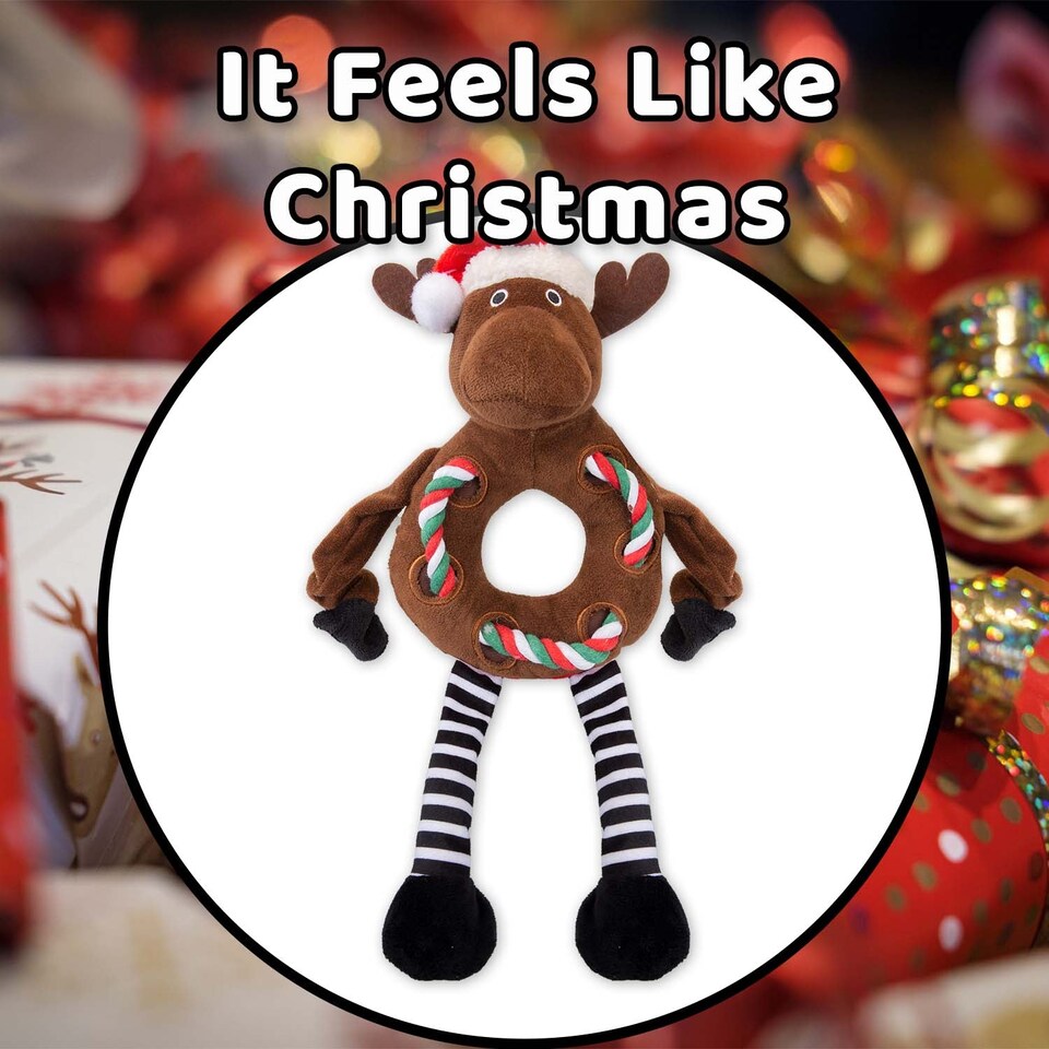 image 1 of vfm-estore Christmas Reindeer Pet Toy 45.5cm x 20cm Brown - 1 Pack