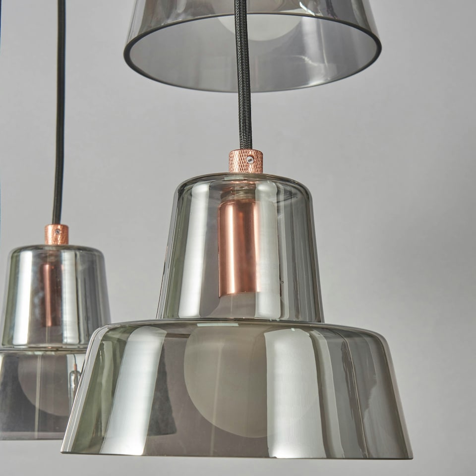 image 1 of BHS Demi Ceiling Pendant with Glass Shades, Pewter