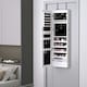 image 2 of HOMCOM Hanging Mirrored Jewel Storage Cabinet with Lock LED White