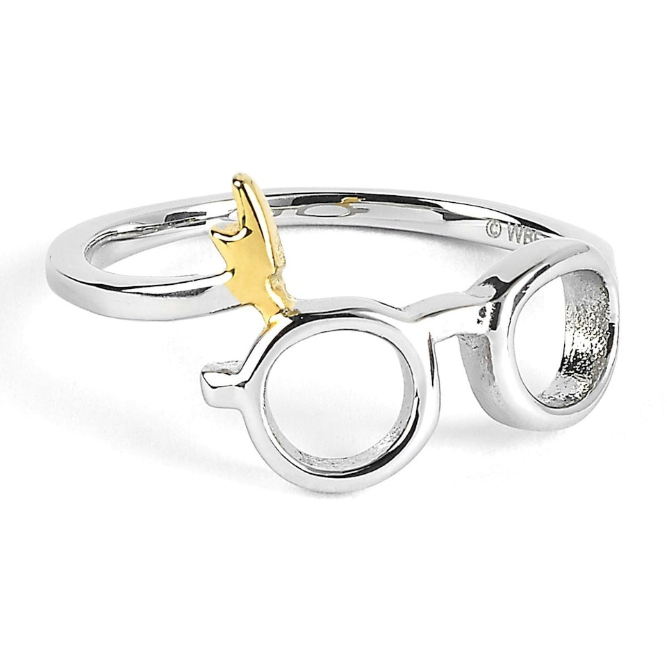 image 1 of Harry Potter Sterling Silver Lightning Bolt With Glasses Ring - Size Extra Large XL RR0176-XL