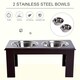 image 3 of PawHut Raised Dog Bowls Pet Feeder Raised Elevated Stainless Steel Food Brown