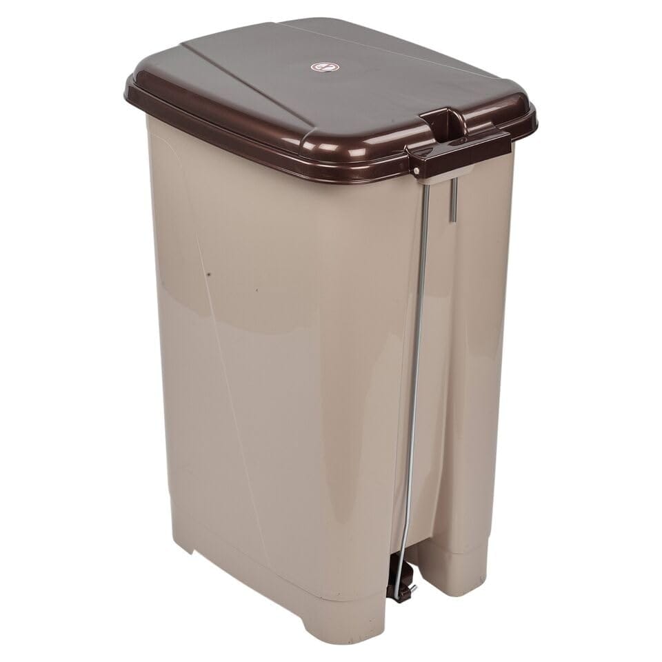 image 1 of Slim Pedal Waste Recycling Bin Can Insert Step On Lid Kitchen Bathroom | Brown | 40L- Cappuccino