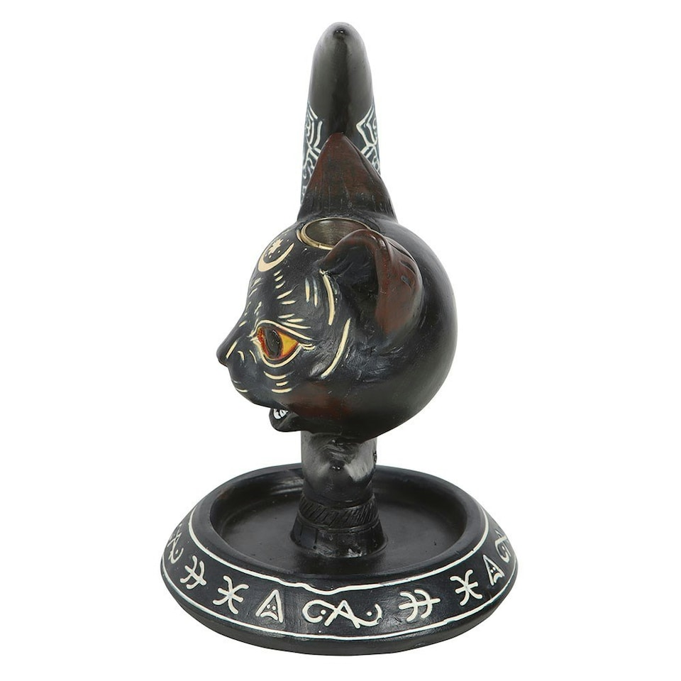 image 1 of Something Different Black Cat & Moon Backflow Incense Burner - Black/White/Red - One Size