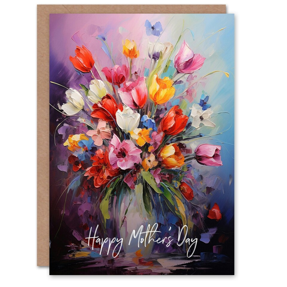 image 1 of Mothers Day Card Vibrant Spring Flower Bouquet Mum Card