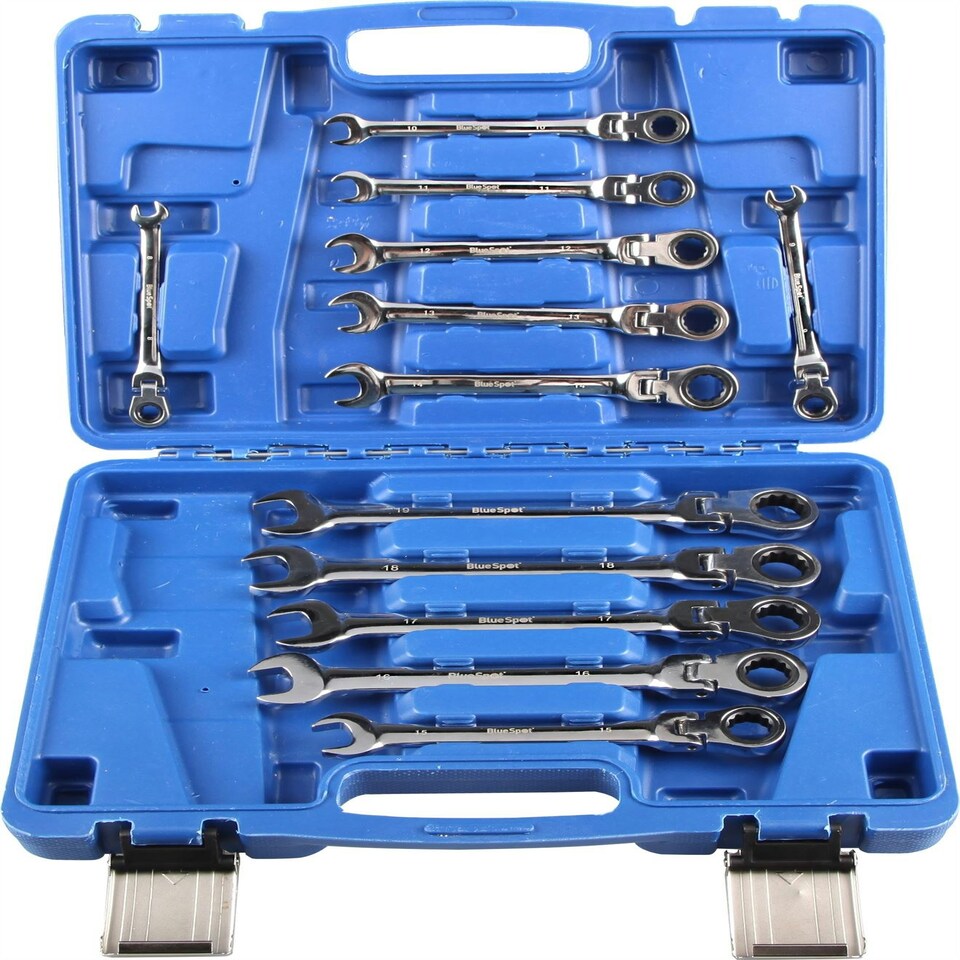 image 1 of Blue Spot Tools - 12PCE Flexible Metric Ratchet Spanner Set (8-19mm)(With Case)