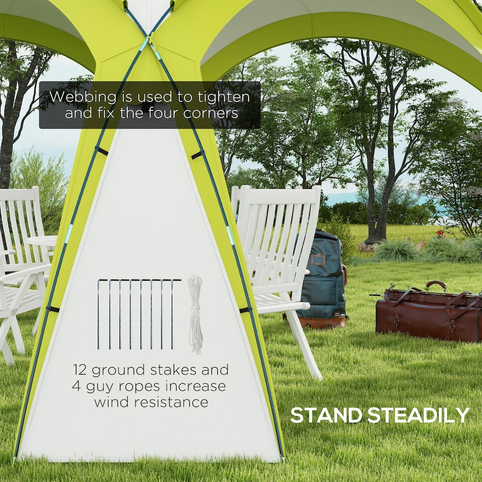 image 1 of Outsunny Outdoor Gazebo Event Shelter Party Tent for Garden Green