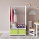 image 2 of Kids MDF Wooden Hanging Clothes Rail Wardrobe Storage Shelves with Inserts Mirror | Green | Green