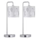 image 1 of Set of 2 Arched Table Lamps with White Fern Shades | Chrome | White | Large | 2