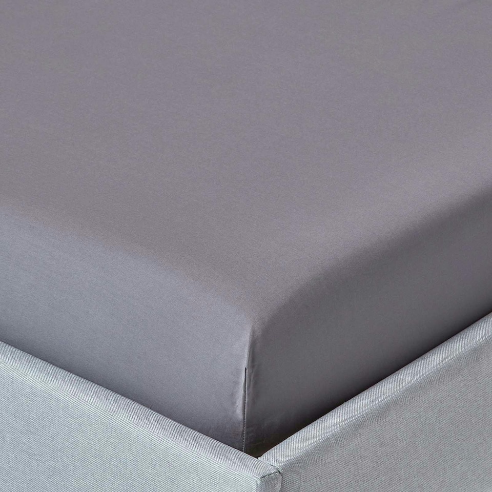 image 1 of Homescapes Dark Grey Egyptian Cotton Fitted Sheet 200 TC, Small Double | Grey | Small Double