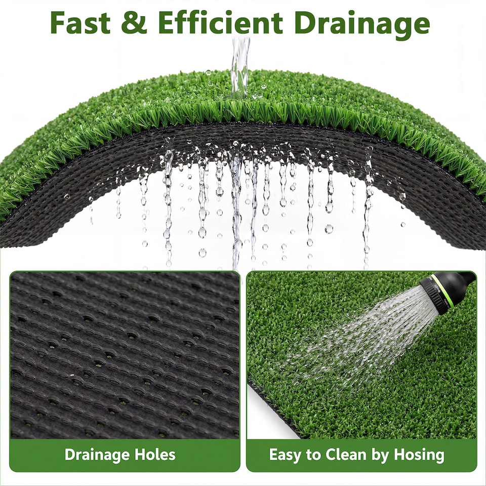 image 1 of 5 x 1 M Artificial Turf Rug, Outdoor Synthetic Lawn with Low 7 mm Pile Height, Drainage Holes, Fake Grass Dog Potty Pad for Patio, Balcony, Backyard, Easy Clean