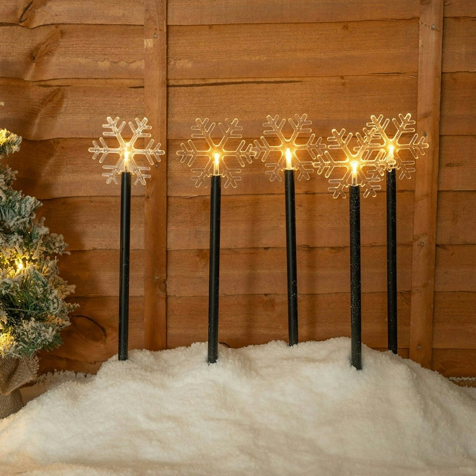 image 1 of ValueLights Snowflake Black Outdoor Ground Spike Light