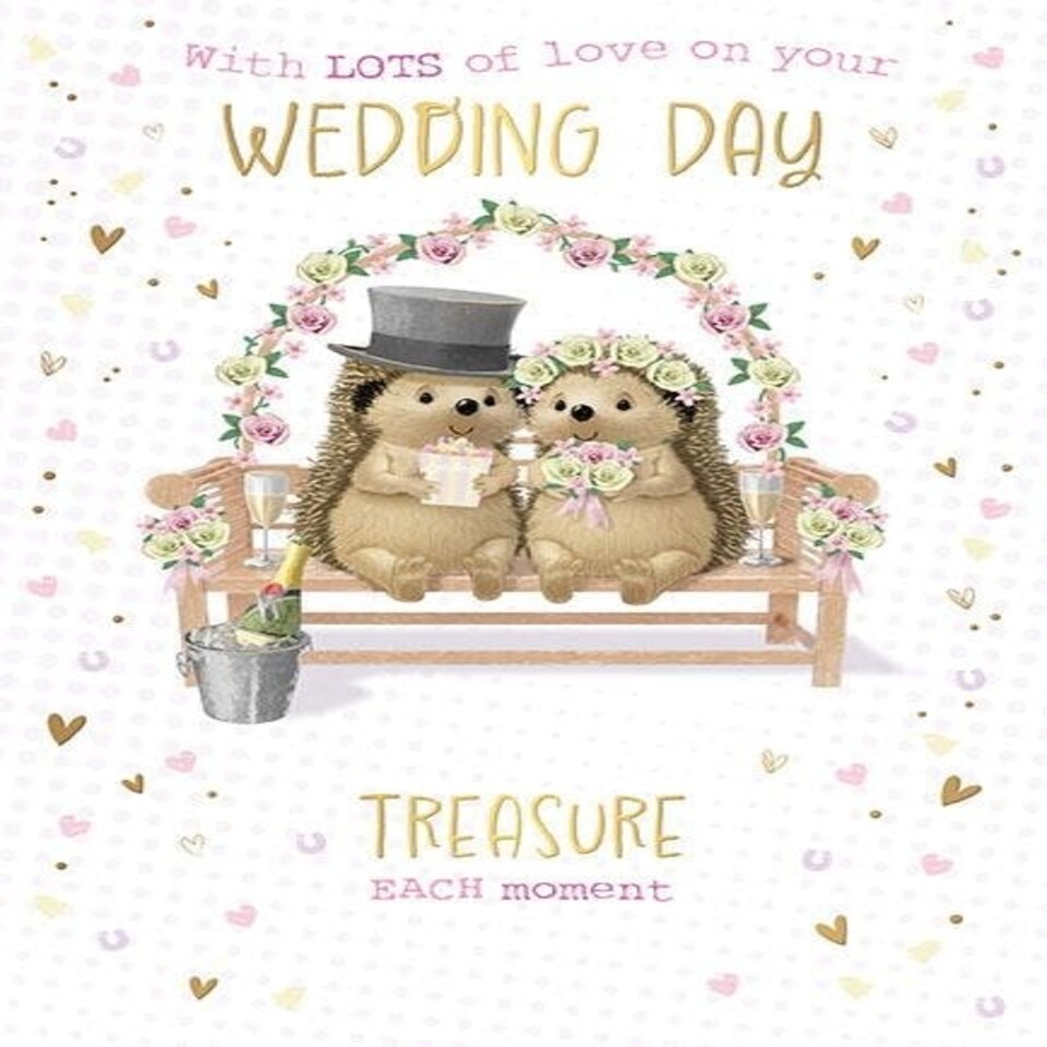 Words 'n' Wishes Wedding Card - With LOTS of Love on Your Wedding Day, 22.5 x 16.3 cms, Multi-coloured, Made in the UK