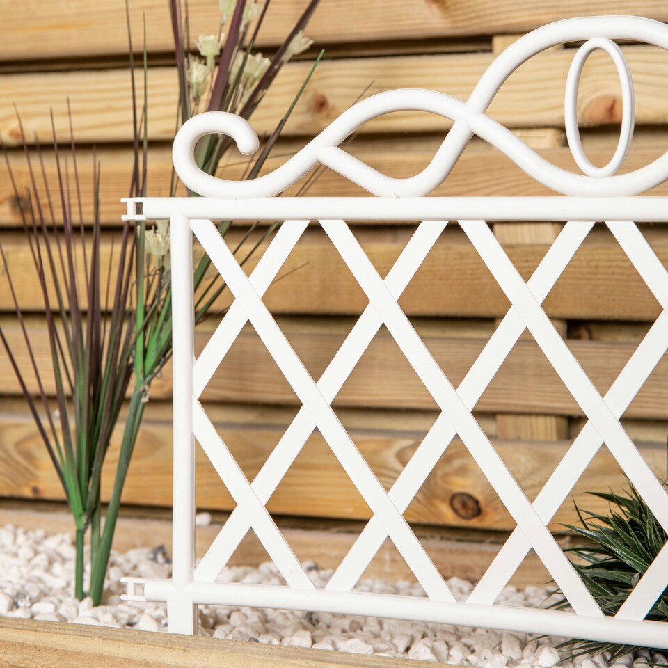 image 1 of Pack of 3 27cm White Plastic Garden Patio Lawn Border Fence Edging