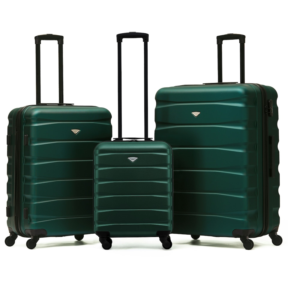 image 1 of Flight Knight Suitcase Set, Large Suitcase, Extra Large Suitcase, Cabin Suitcase 55x40x20cm - 60+ Airlines Approved - EasyJet, Jet2, Ryanair Priority Carry On Green | Forest Green/Black  | Large