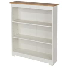 Colorado Low Wide Bookcase - MDF/MDP - 80 x 21.5 x 100 cm - Soft White/Oak | White