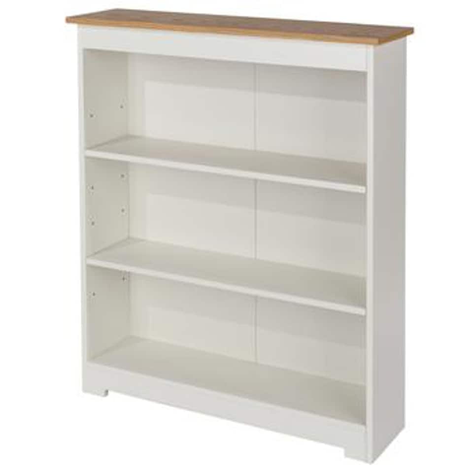 image 1 of Colorado Low Wide Bookcase - MDF/MDP - 80 x 21.5 x 100 cm - Soft White/Oak | White