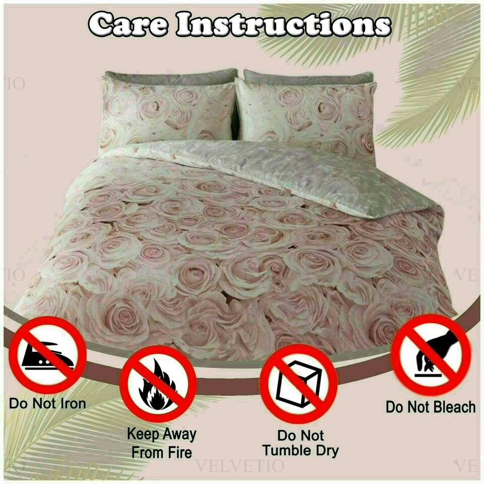 image 1 of VELVETIO Bellerose Floral Printed Duvet Cover Set Rebersible Polycotton Beddings Pink | King
