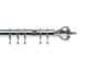 image 1 of 35mm Fixed Length Metal Curtain Pole Set Chrome Vienna Finial 75cm | Silver | Silver