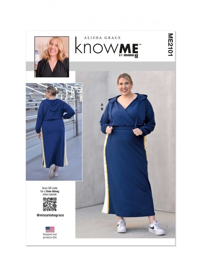 Know Me 2101 Paper Sewing Pattern – Women’s Tops, Sweaters, Hoodies & Skirts, Size Y5 (18–20–22–24–26), Intermediate