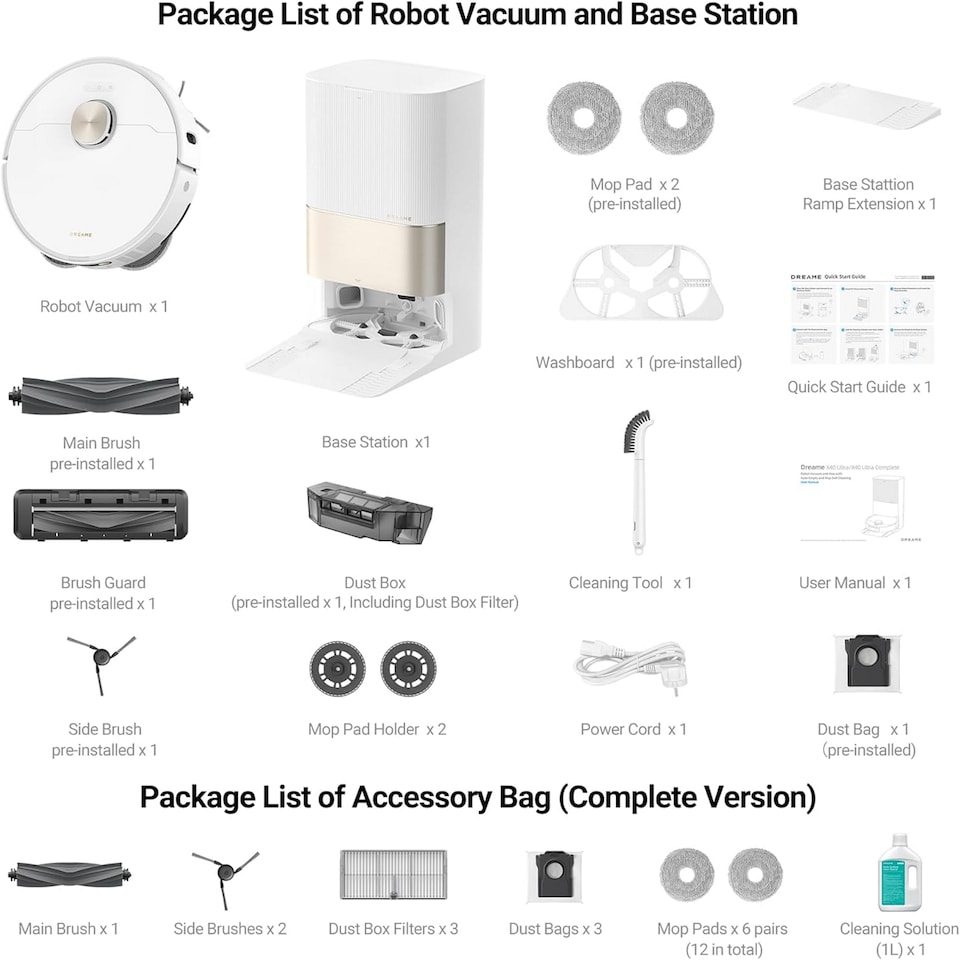 image 1 of Dreame X40 Ultra Complete Robot Vacuum Cleaner with Removable & Lift Mop, 12000 Pa, Self-Cleaning Mop in 70 Degree Hot Water