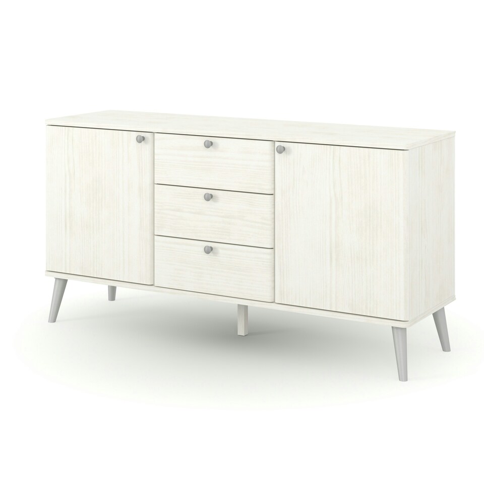 image 1 of Core Products Augusta Curve Sideboard with 2 Doors, 3 Drawers, White H55.2cm x W130.6cm x D43.0cm White