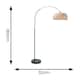 image 5 of ValueLights Louis Black Arched Curved Floor Lamp with Bamboo Donut Shade | Cream