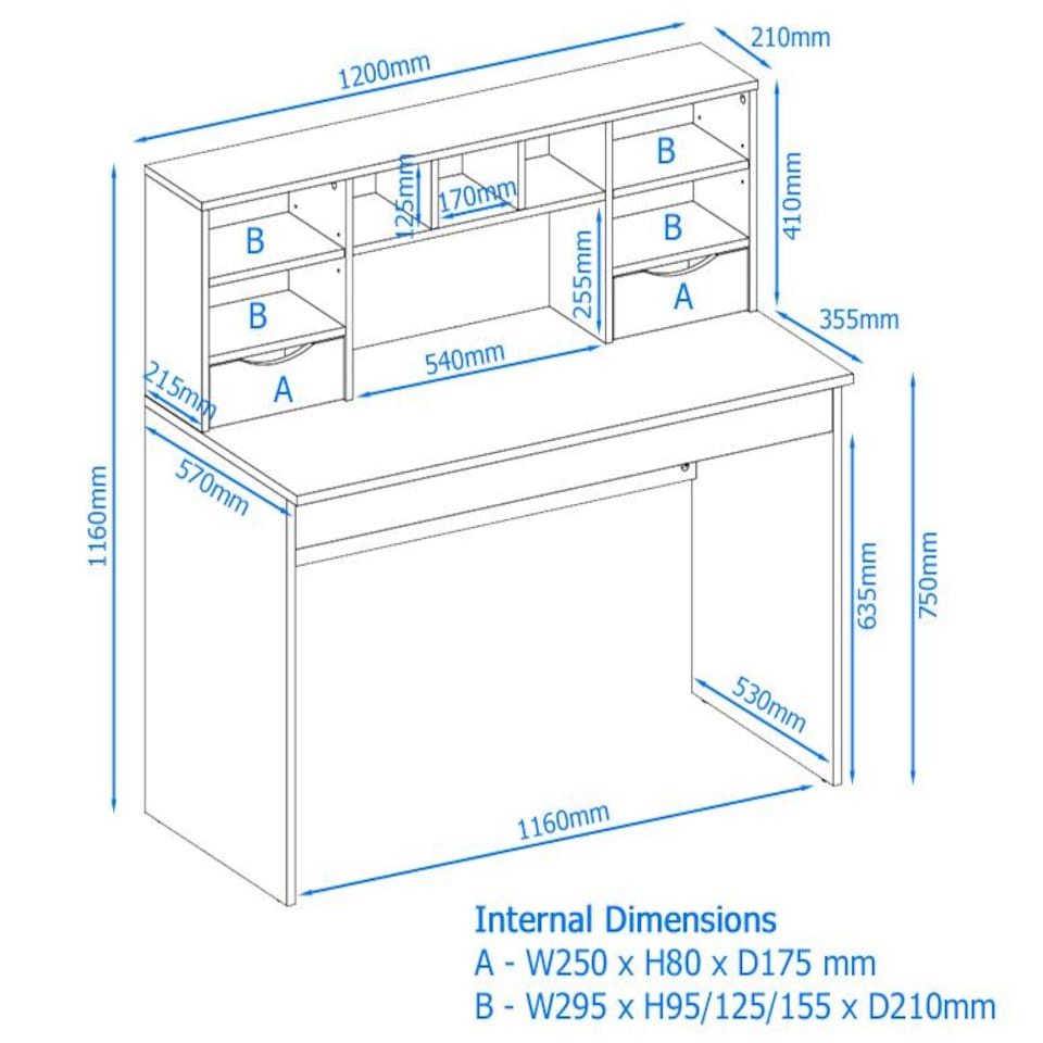 image 1 of Albion 2 Drawer Desk in Light Oak Look