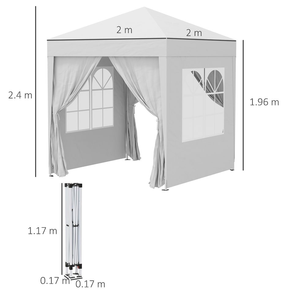 image 1 of Outsunny 2mx2m Pop Up Gazebo Party Tent Canopy Marquee with Storage Bag White