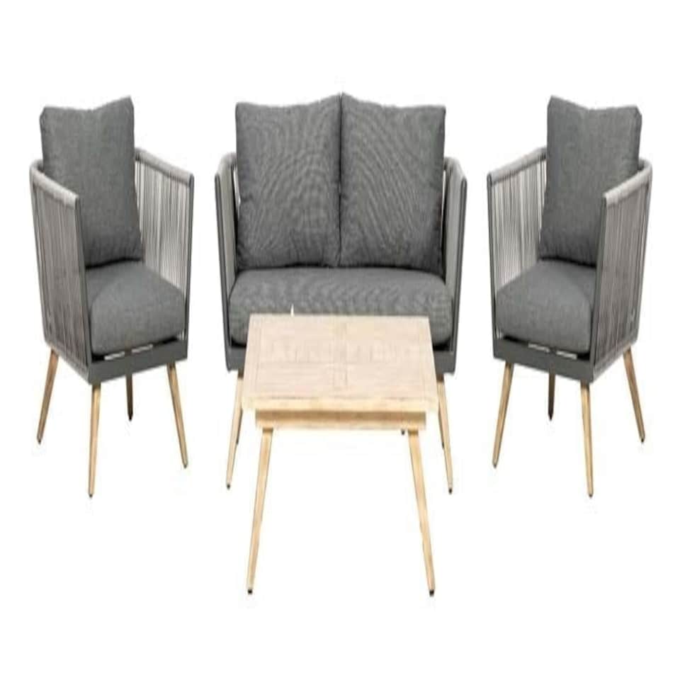 image 1 of Lifestyle Rattan Rope Detail Garden Sofa Set with Coffee Table