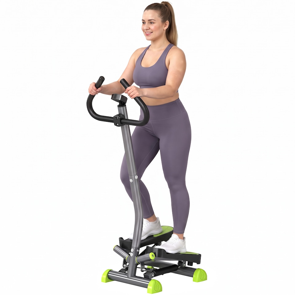 image 1 of HOMCOM Twister Stepper Step Machine with LCD Screen and Handlebars - Grey