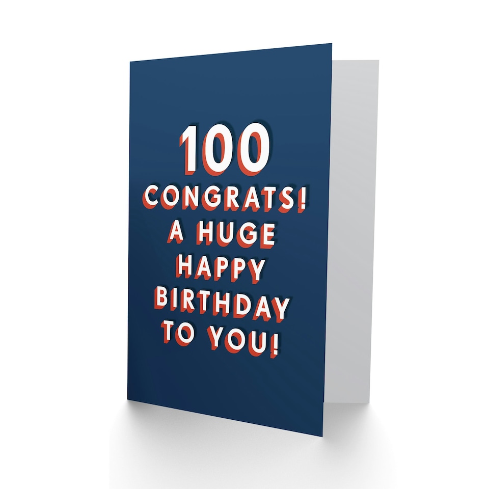 image 1 of Congrats Happy Huge 100 Year Old Milestone 100th For Him Birthday Card