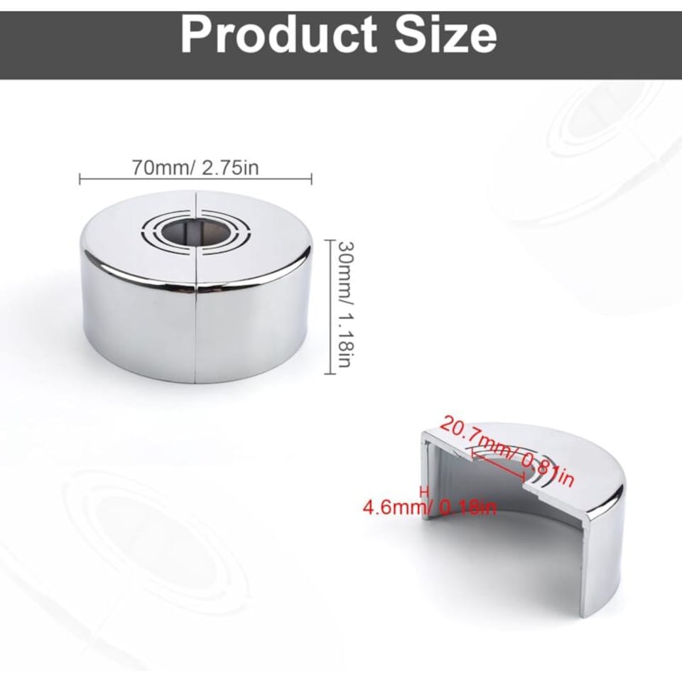Standard Radiator Covers 3 pieces faucet rosette, shower mixer rosette, 3 sizes in 1, radiator ...