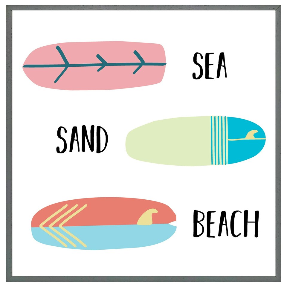 image 1 of Sea, sand, surf, beach (Picture Frame) Brown | Oak | XL