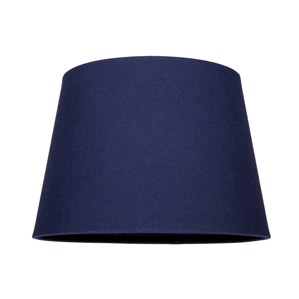 image 1 of Traditional 8 Inch Midnight Blue Linen Drum Table/Pendant Lamp Shade 40w Maximum | Blue