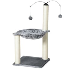 PawHut 83cm Cat Tree Tower with Sisal Scratching Post Hammock Toy Grey