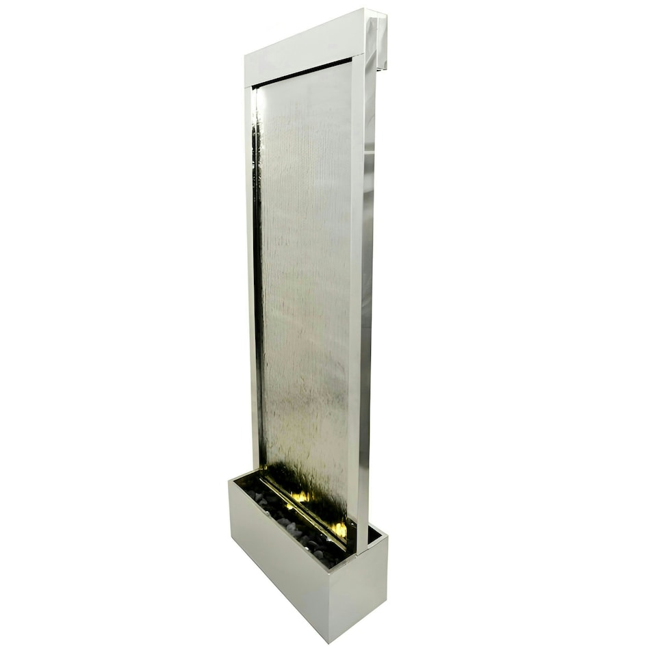image 1 of Primrose Giant Brushed Stainless Steel Water Wall Cascading Feature Silver 174cm