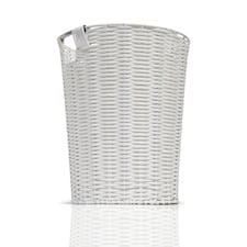 White Resin Round Waste Paper Bin – Strong Woven Storage Basket Rubbish Bin for Home, Office, Hotel, Bedroom & Bathroom