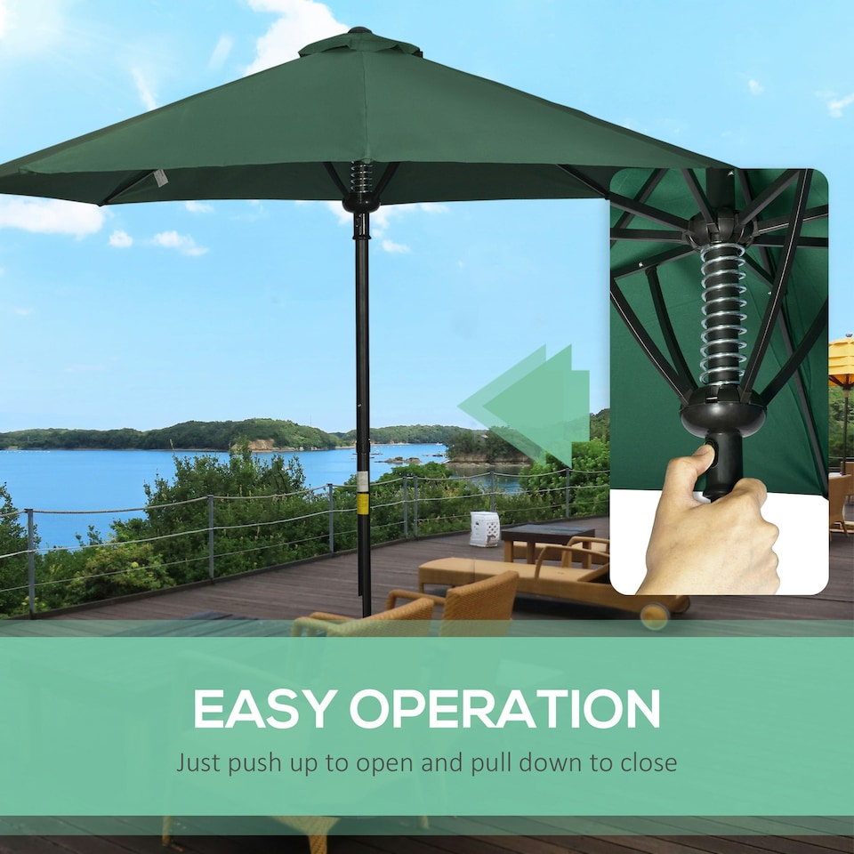 image 1 of Outsunny Outdoor Market Table 3(m) Parasol Umbrella Sun Shade with 8 Ribs, Green