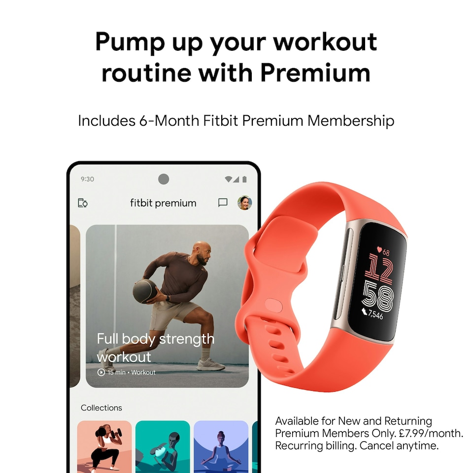 image 1 of Fitbit Charge 6 - Coral / Champagne Gold