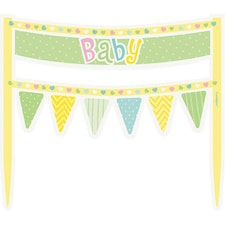 Unique Party Banner Baby Shower Cake Topper - Yellow/Green - One Size