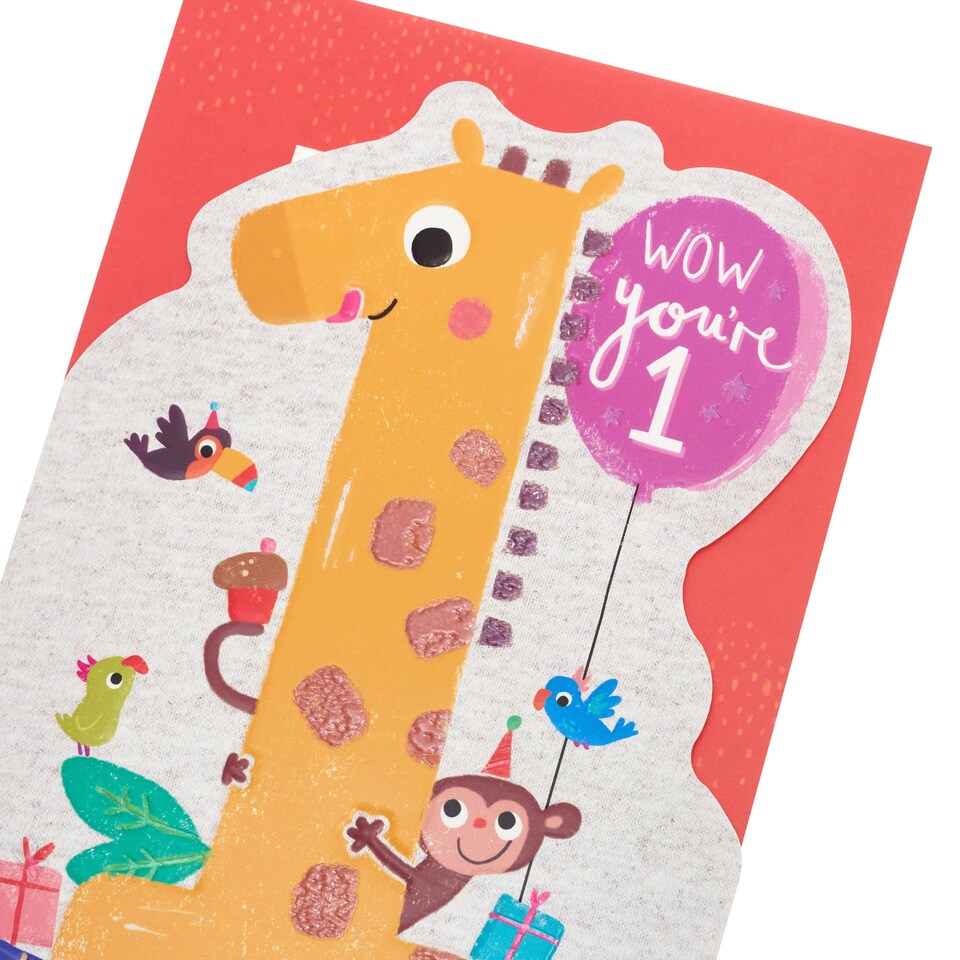 image 1 of 1st Birthday Card - Age 1 Fun Giraffe