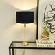 image 1 of ValueLights Maggie Gold Metal Candlestick Slim Table Lamp with Black Velvet Drum Lamp Shade