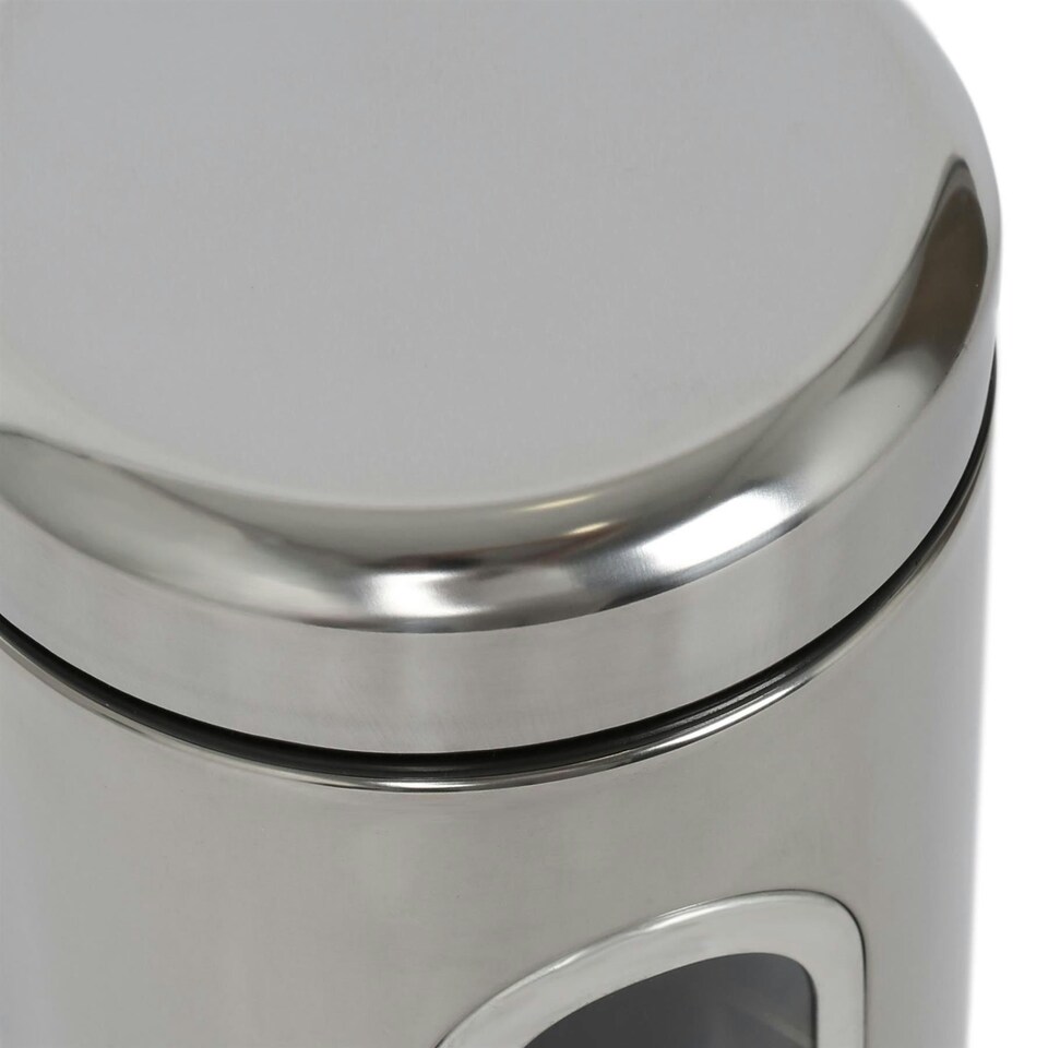 image 1 of Harbour Housewares 3pc Stainless Steel Food Storage Containers Set with Window - Chrome - Kitchen Caddy Kitchen Storage Containers Canisters