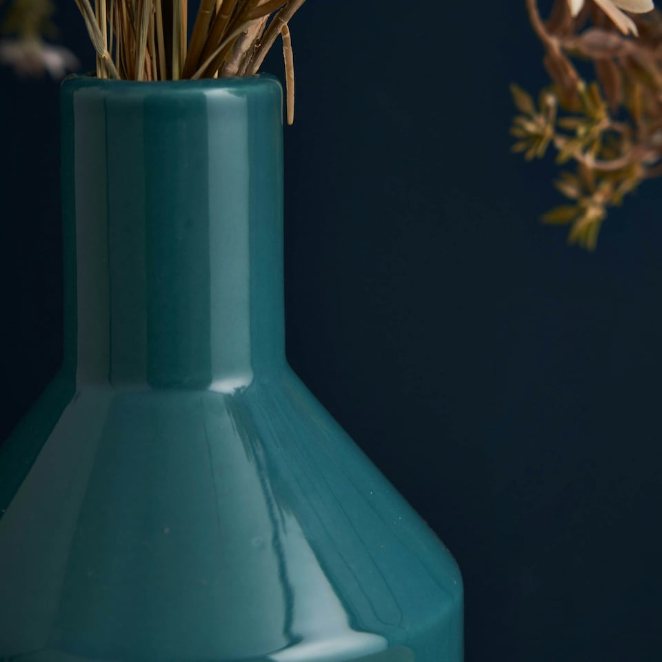 image 1 of BHS Bottle Ceramic Vase, Green Green | Green