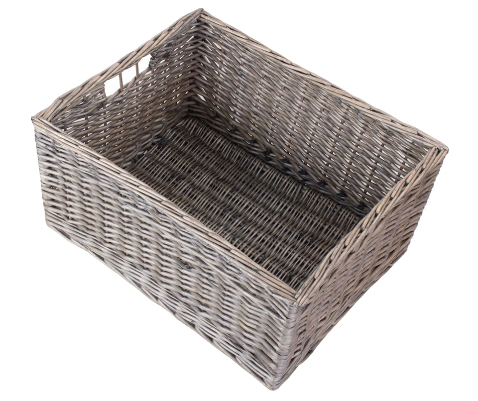 image 1 of Jumbo Antique Wash Unlined Storage Basket | Brown | Brown | XL