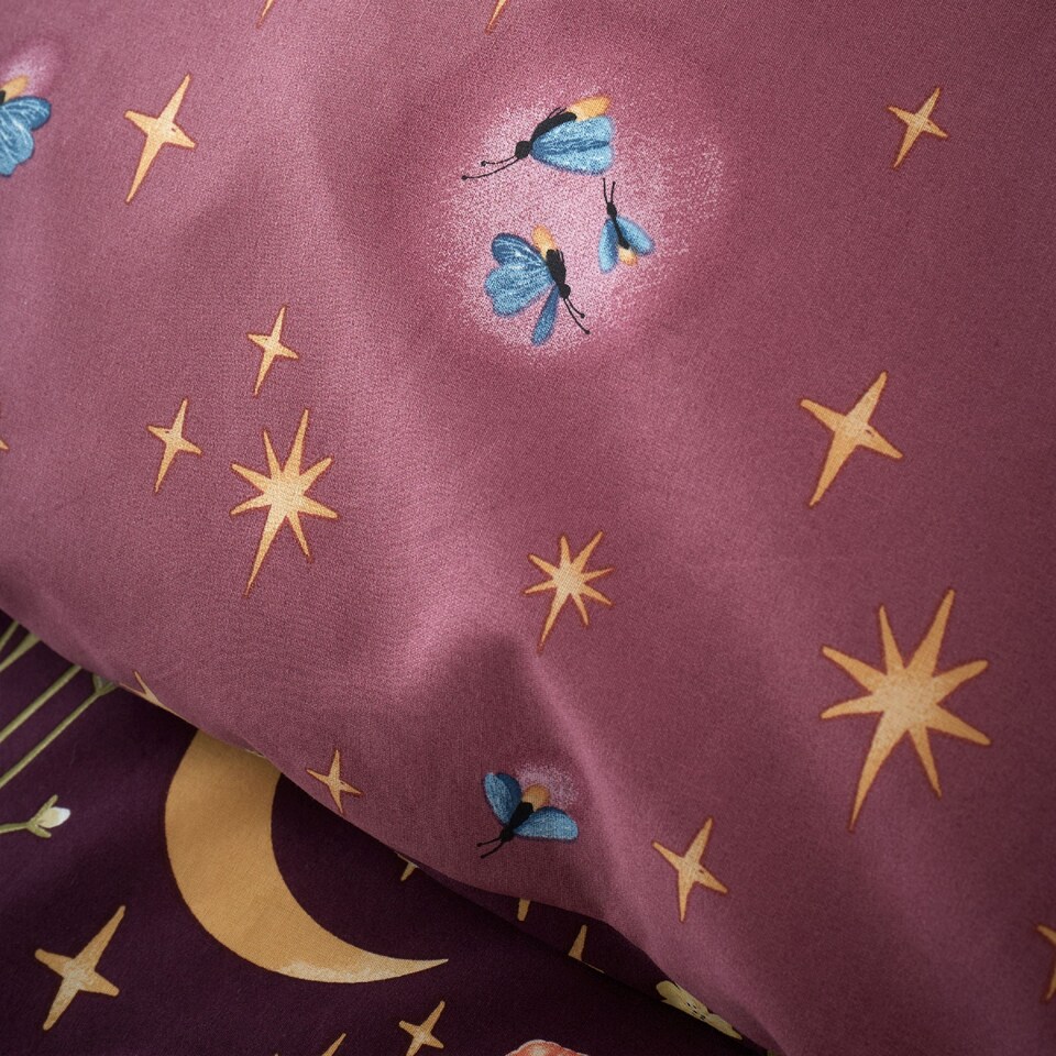 image 1 of Enchanted Twilight Animals Reversible Duvet Cover Set | Purple | Plum | Double