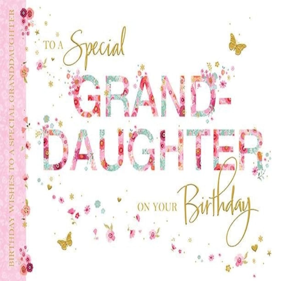 Words 'n' Wishes Traditional Granddaughter Birthday Card, Birthday Card Granddaughter, Multi-Coloured, 22 x 15.8 cms
